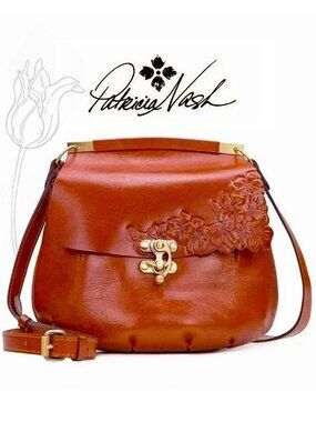 Patricia Nash Cinnamon Hand Cut Tooled Collection Veneto Floral Crossbod…